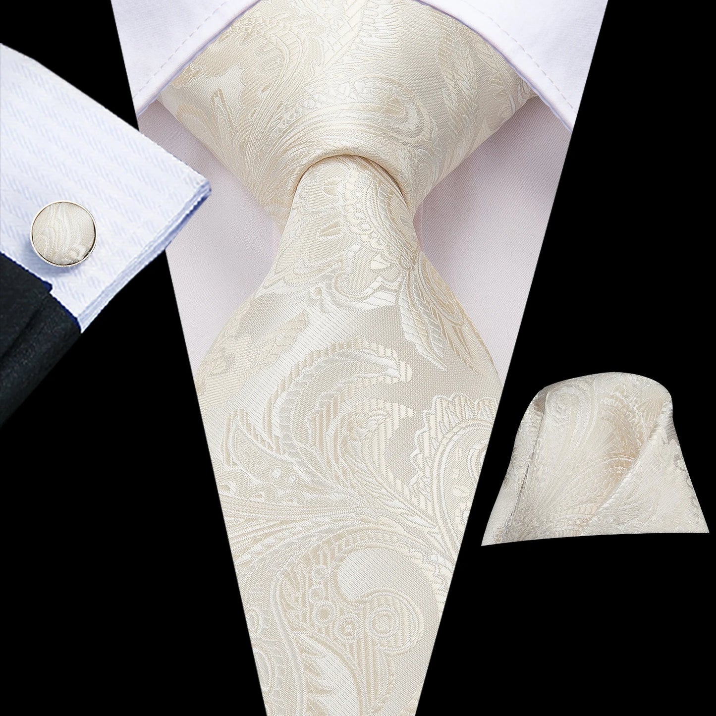 Peacock Blue Silk Wedding Tie Set - Mens Designer Tie with Hanky Cufflinks - ZOOMNSTORE