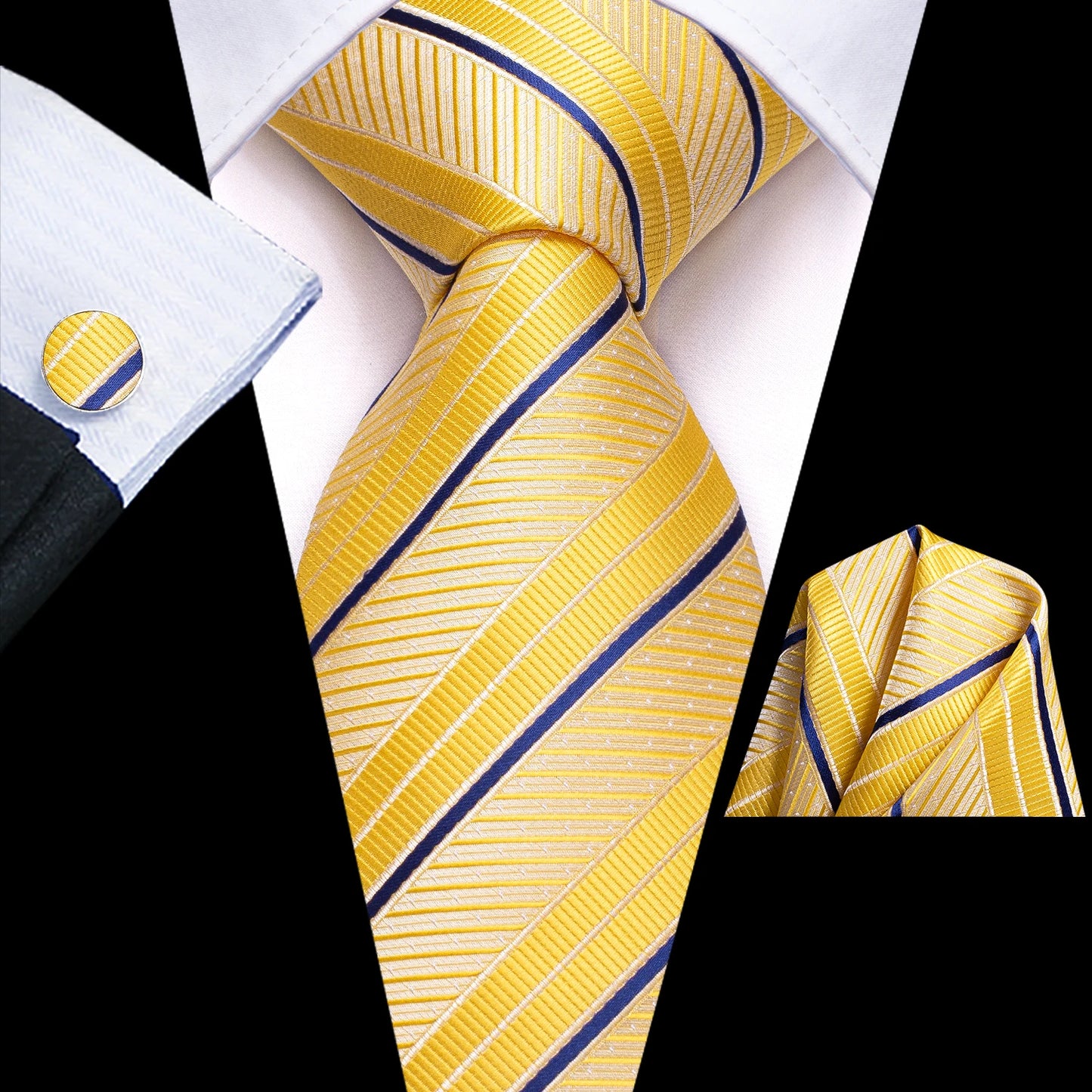 Peacock Blue Silk Wedding Tie Set - Mens Designer Tie with Hanky Cufflinks - ZOOMNSTORE