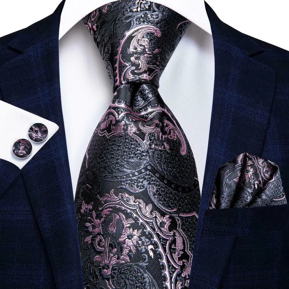 Peacock Blue Silk Wedding Tie Set - Mens Designer Tie with Hanky Cufflinks - ZOOMNSTORE