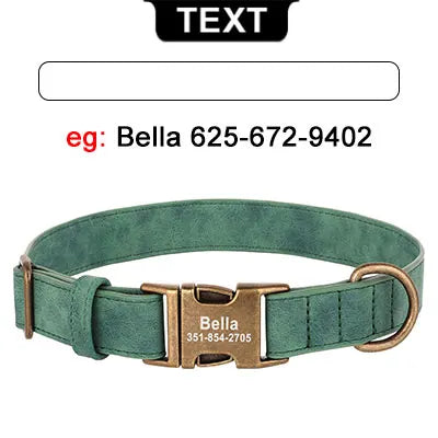 Personalized Dog Collar with Engraved ID Tag - Soft PU Leather for Bulldogs - ZOOMNSTORE