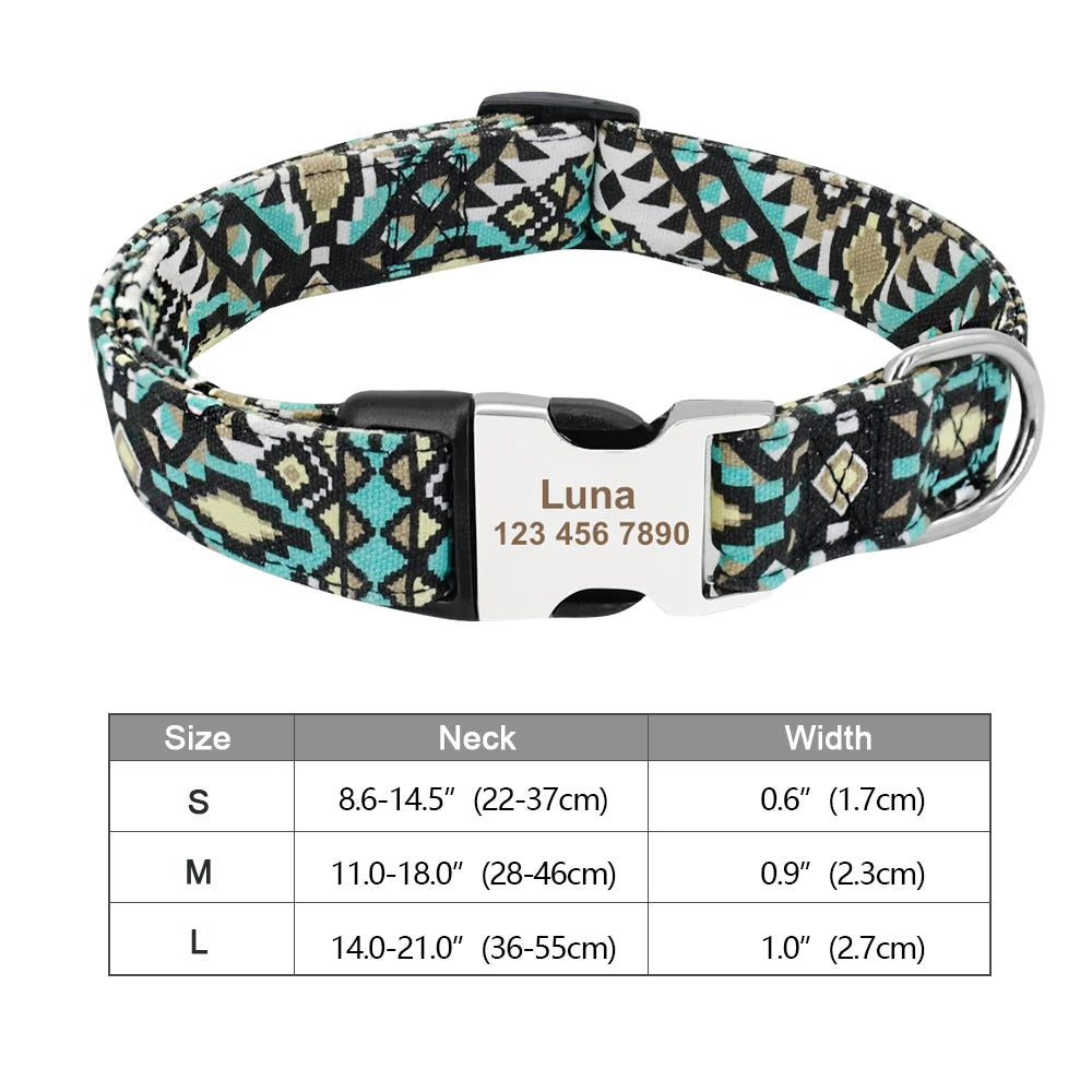 Personalized Engraved Dog Collar - Custom Nylon Pet ID Tag for Small Large Dogs - ZOOMNSTORE