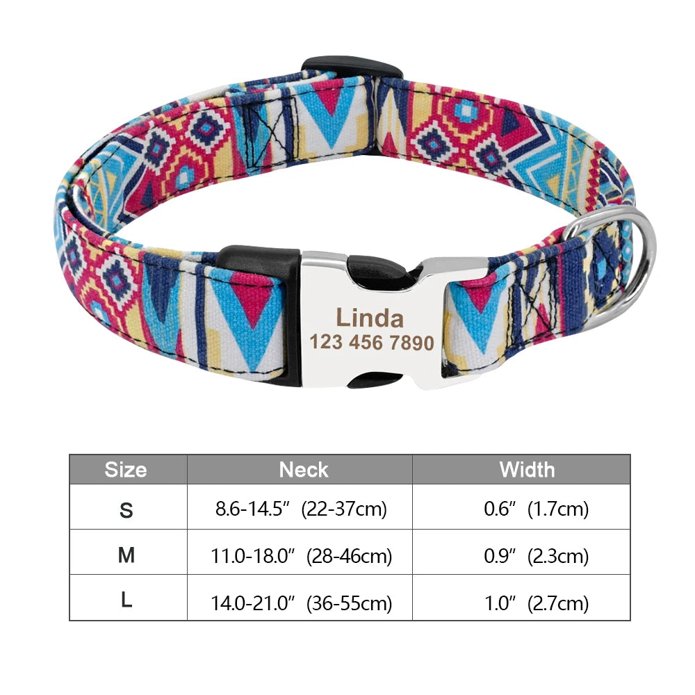 Personalized Engraved Dog Collar - Custom Nylon Pet ID Tag for Small Large Dogs - ZOOMNSTORE