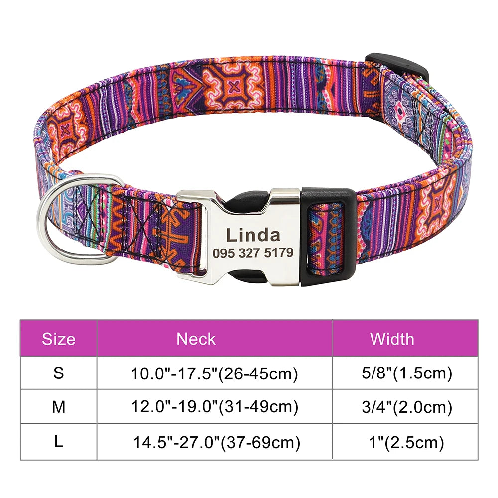 Personalized Engraved Dog Collar - Custom Nylon Pet ID Tag for Small Large Dogs - ZOOMNSTORE