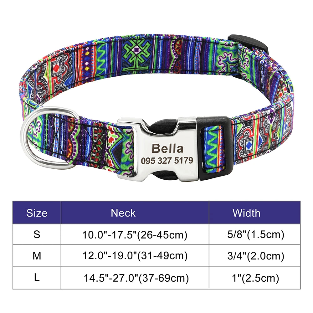 Personalized Engraved Dog Collar - Custom Nylon Pet ID Tag for Small Large Dogs - ZOOMNSTORE