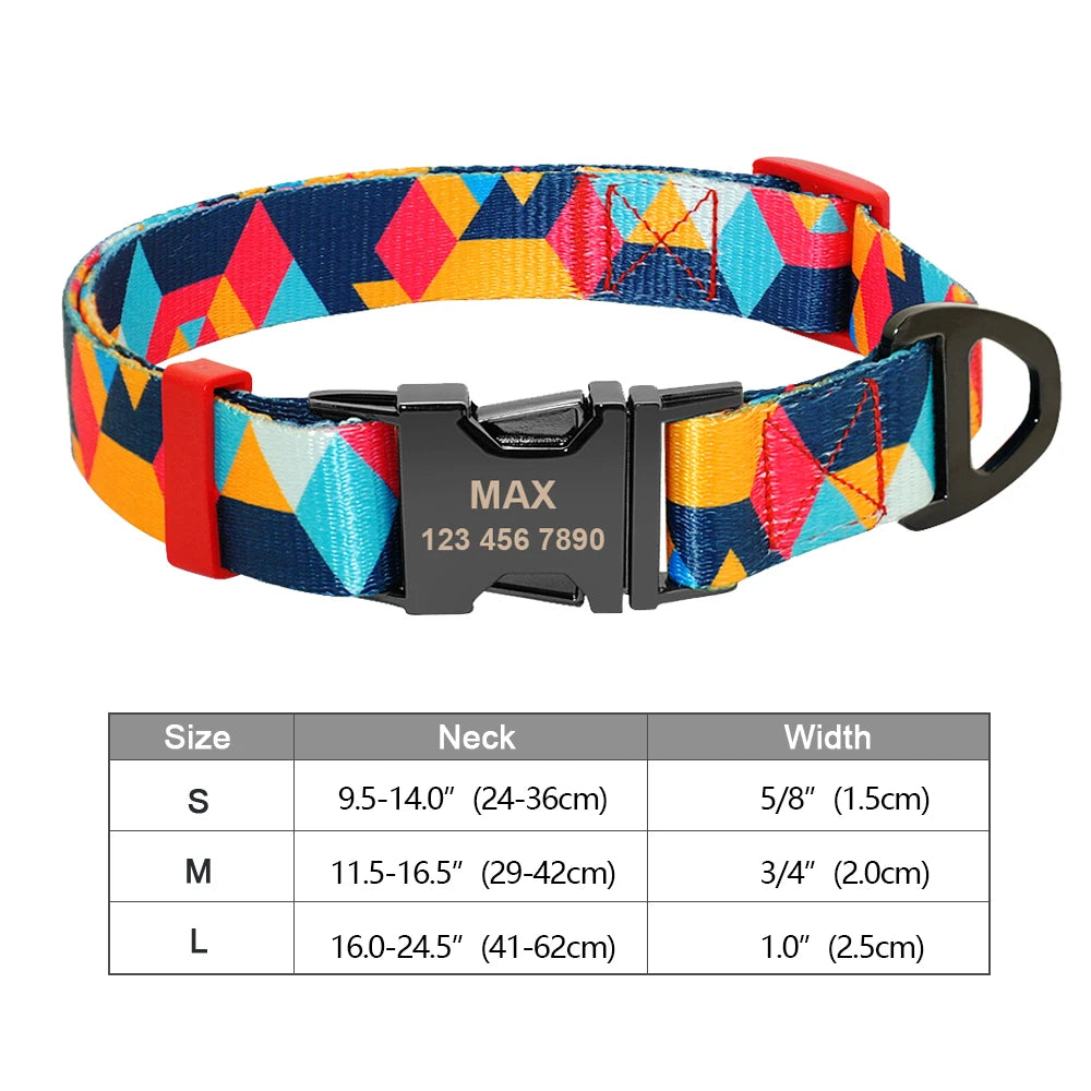 Personalized Engraved Dog Collar - Custom Nylon Pet ID Tag for Small Large Dogs - ZOOMNSTORE