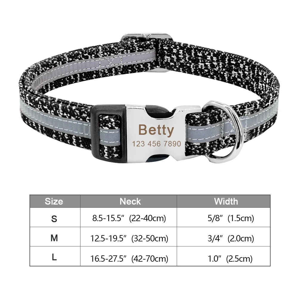 Personalized Engraved Dog Collar - Custom Nylon Pet ID Tag for Small Large Dogs - ZOOMNSTORE