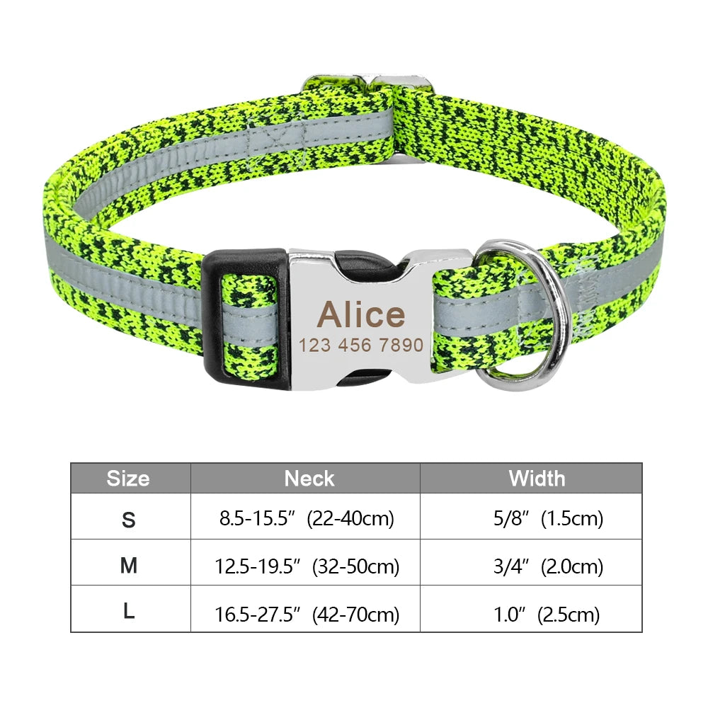 Personalized Engraved Dog Collar - Custom Nylon Pet ID Tag for Small Large Dogs - ZOOMNSTORE