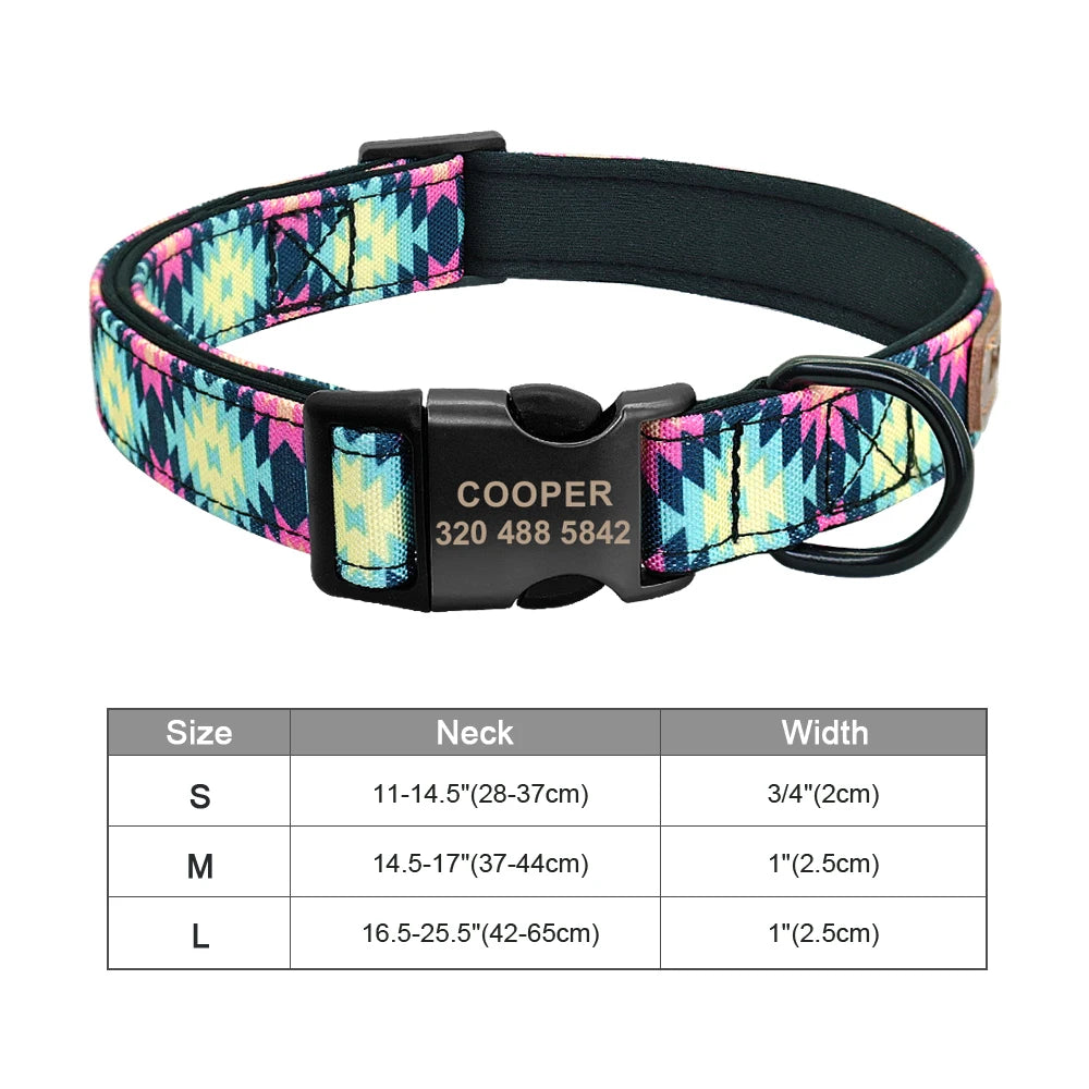 Personalized Engraved Dog Collar - Custom Nylon Pet ID Tag for Small Large Dogs - ZOOMNSTORE