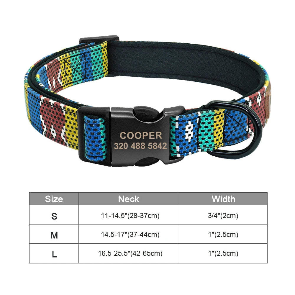 Personalized Engraved Dog Collar - Custom Nylon Pet ID Tag for Small Large Dogs - ZOOMNSTORE