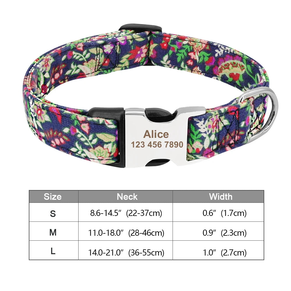 Personalized Engraved Dog Collar - Custom Nylon Pet ID Tag for Small Large Dogs - ZOOMNSTORE