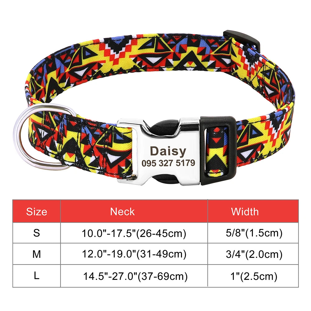 Personalized Engraved Dog Collar - Custom Nylon Pet ID Tag for Small Large Dogs - ZOOMNSTORE