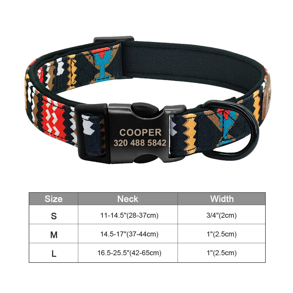 Personalized Engraved Dog Collar - Custom Nylon Pet ID Tag for Small Large Dogs - ZOOMNSTORE