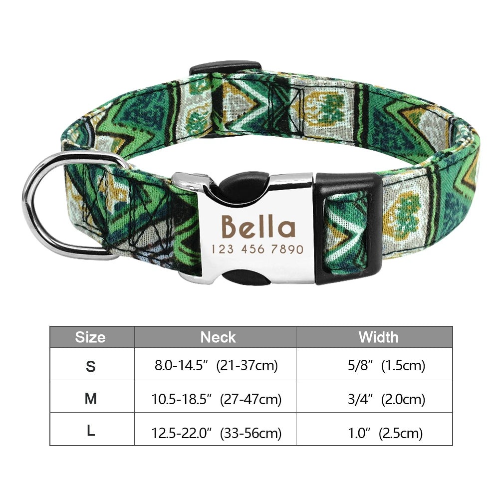 Personalized Engraved Dog Collar - Custom Nylon Pet ID Tag for Small Large Dogs - ZOOMNSTORE