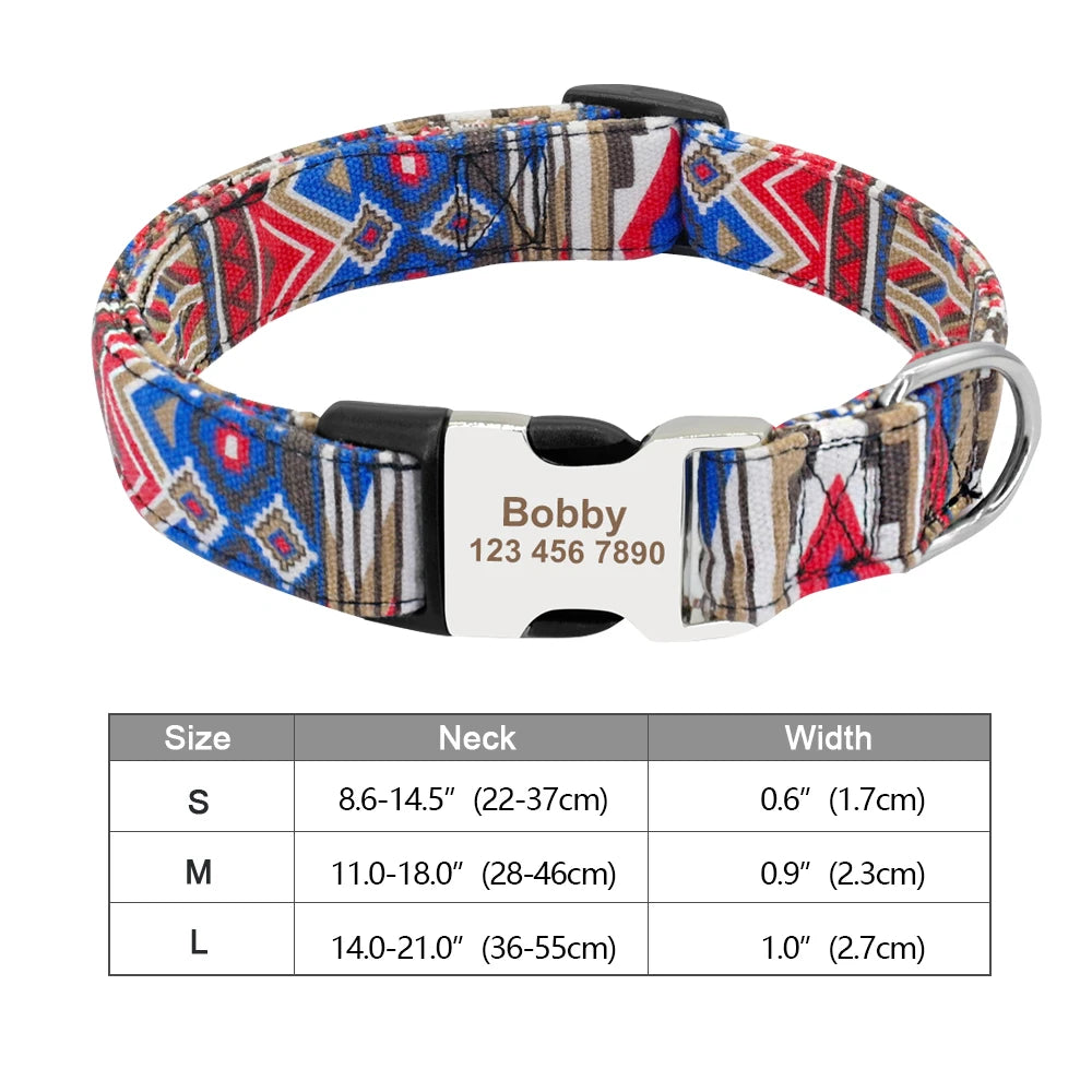 Personalized Engraved Dog Collar - Custom Nylon Pet ID Tag for Small Large Dogs - ZOOMNSTORE