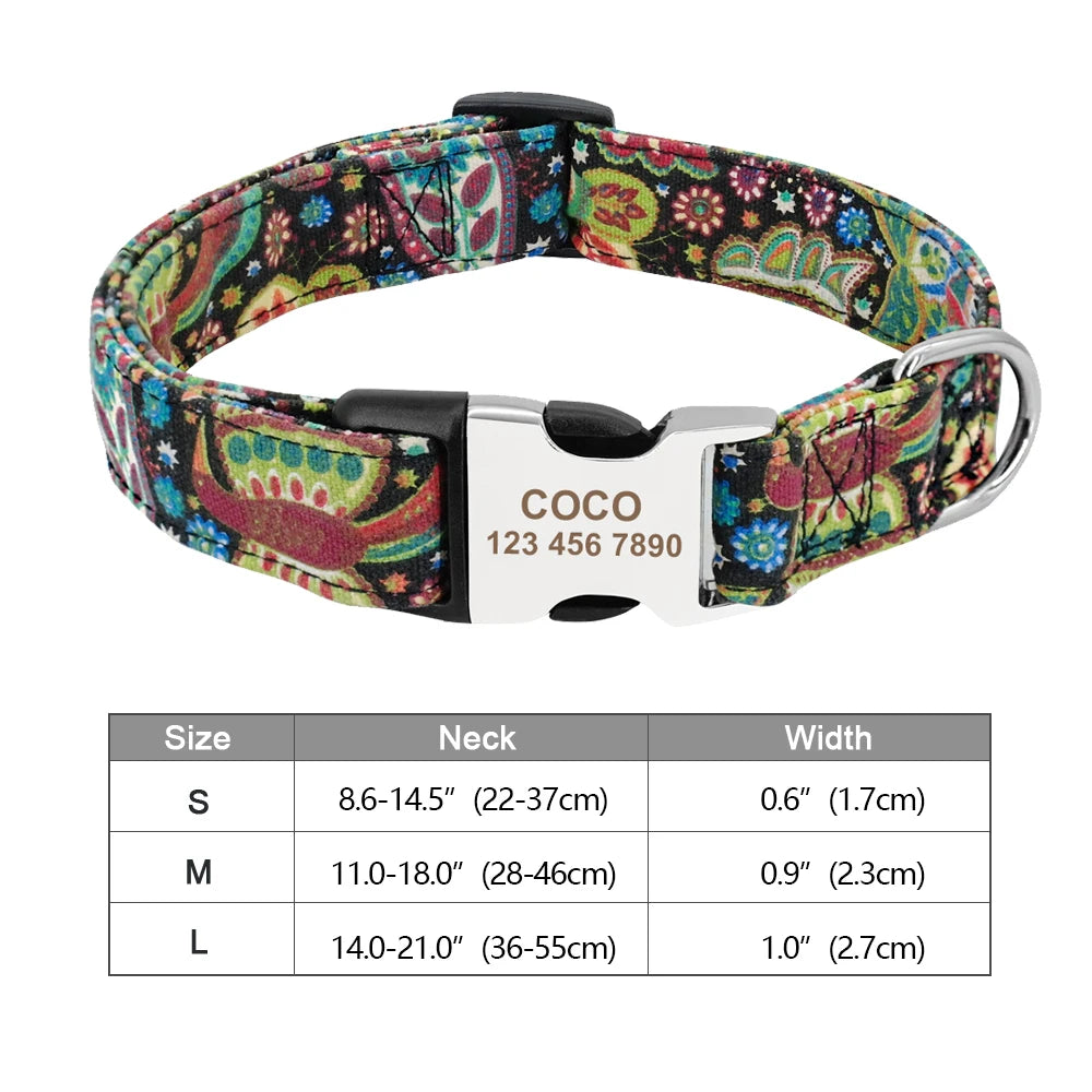 Personalized Engraved Dog Collar - Custom Nylon Pet ID Tag for Small Large Dogs - ZOOMNSTORE