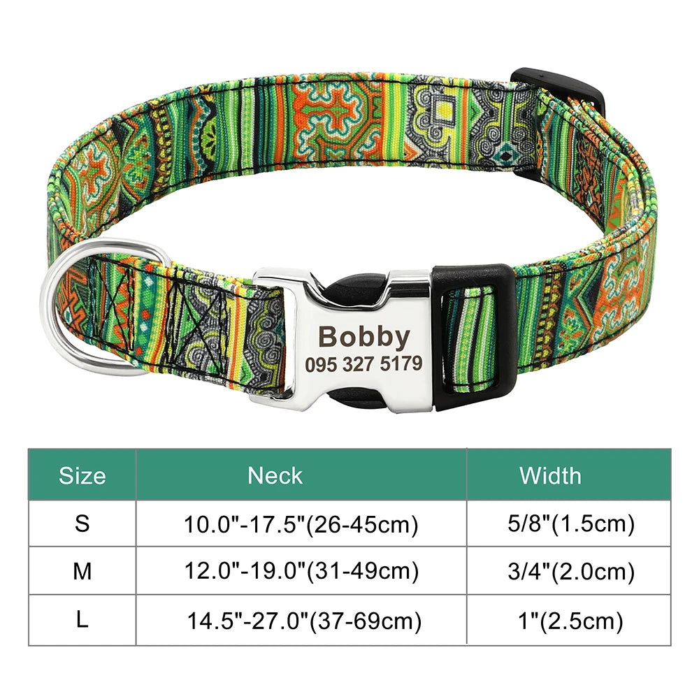 Personalized Engraved Dog Collar - Custom Nylon Pet ID Tag for Small Large Dogs - ZOOMNSTORE