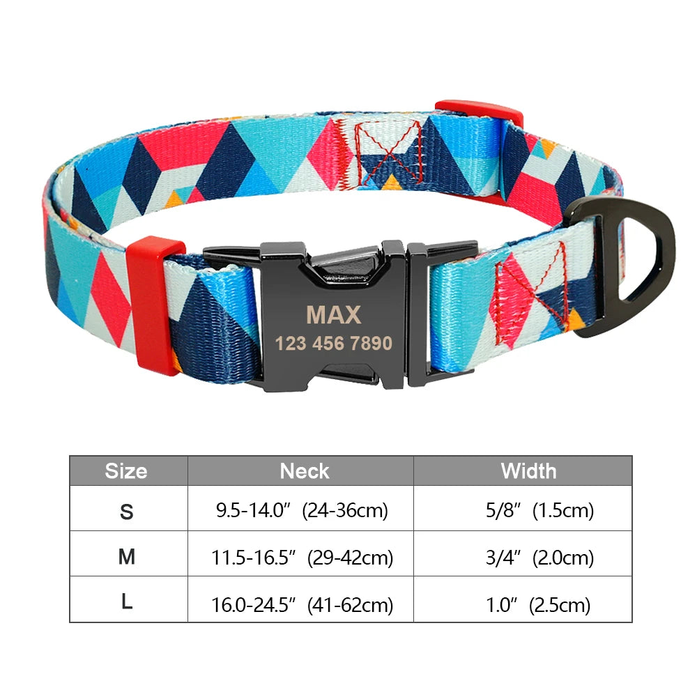 Personalized Engraved Dog Collar - Custom Nylon Pet ID Tag for Small Large Dogs - ZOOMNSTORE
