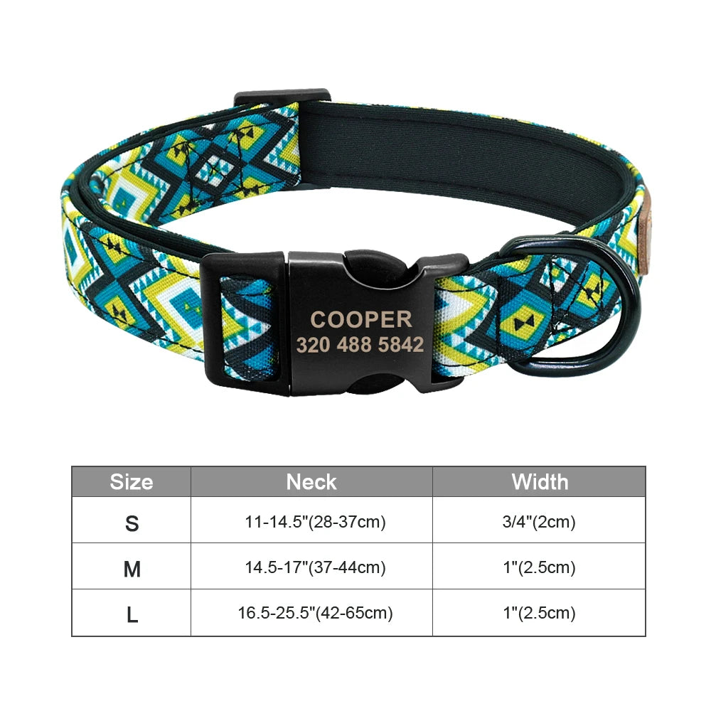 Personalized Engraved Dog Collar - Custom Nylon Pet ID Tag for Small Large Dogs - ZOOMNSTORE