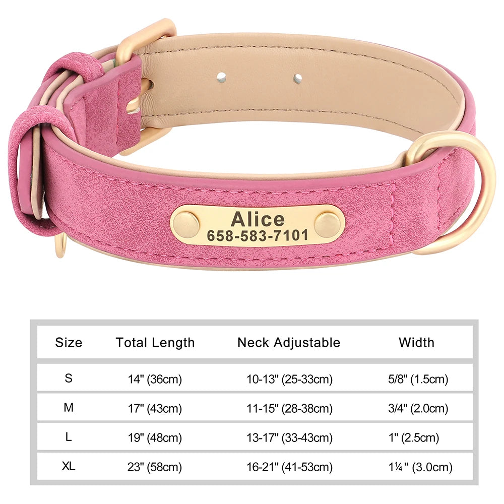 Personalized Engraved Dog Collar - Custom PU Leather ID Tag for Small to Large Dogs - ZOOMNSTORE