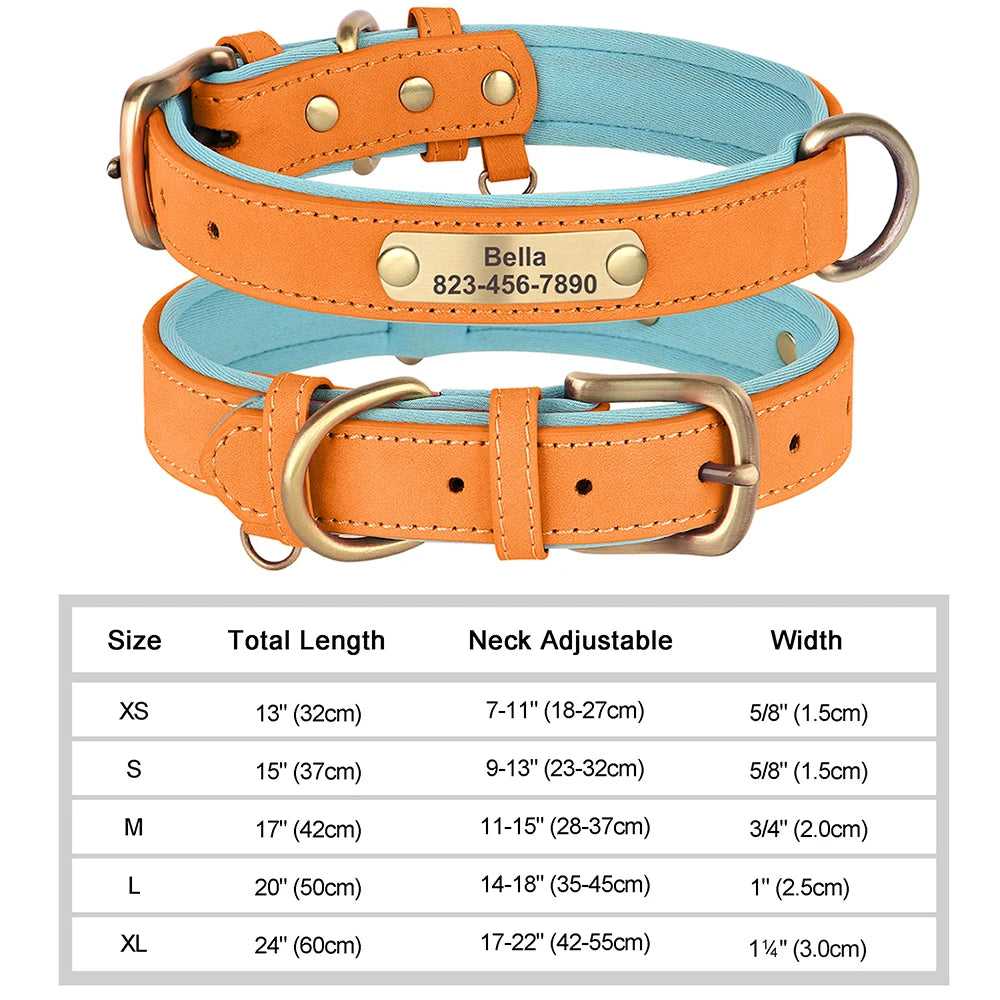 Personalized Engraved Dog Collar - Custom PU Leather ID Tag for Small to Large Dogs - ZOOMNSTORE