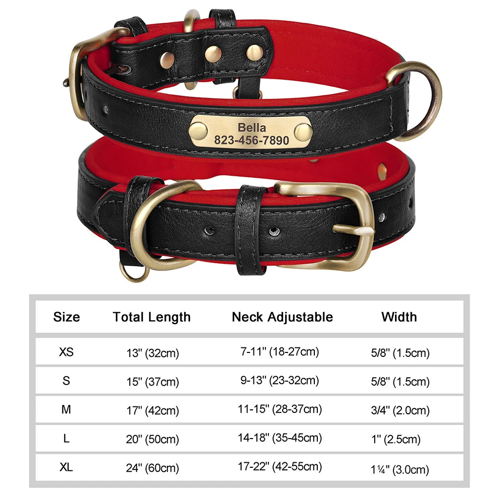 Personalized Engraved Dog Collar - Custom PU Leather ID Tag for Small to Large Dogs - ZOOMNSTORE