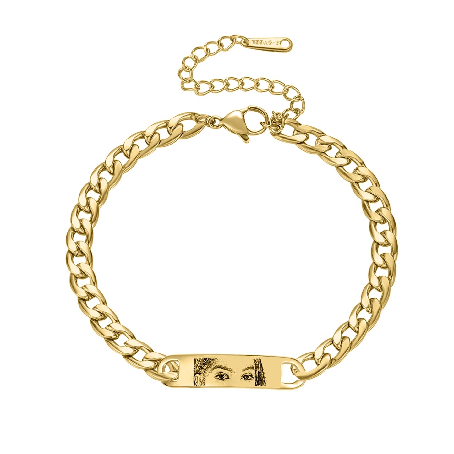 Personalized Eye Bracelet - Custom Photo Engraved Jewelry for Couples - ZOOMNSTORE