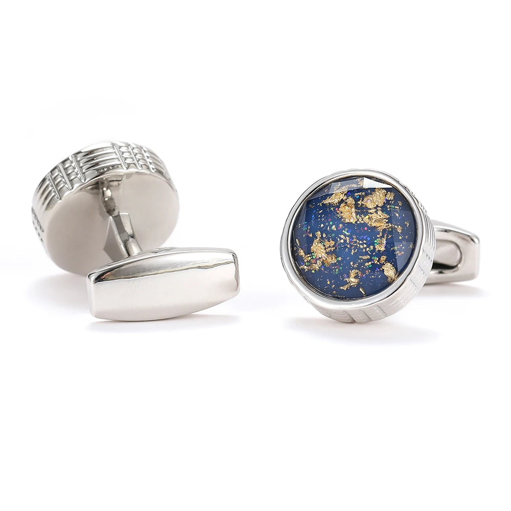 Personalized Gold Cufflinks - Round Tuxedo Formal Shirt Accessories for Men - ZOOMNSTORE