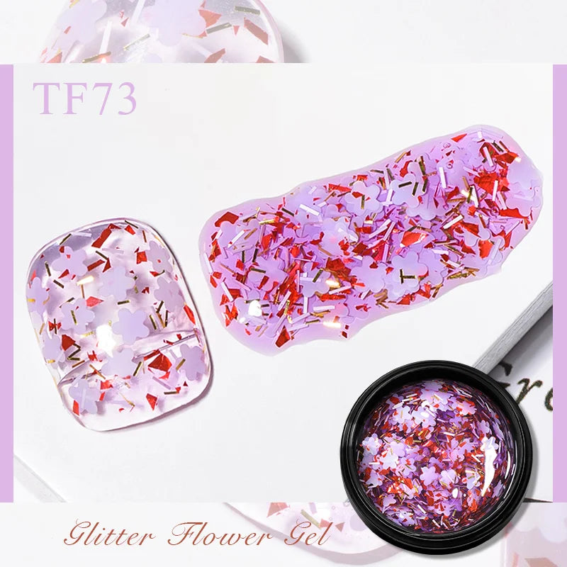 Pink Dried Flower Gel Nail Polish - Natural Flower Fairy Art Soak Off UVLED Varnish - ZOOMNSTORE