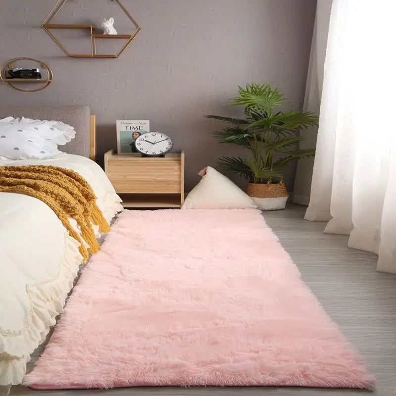 Pink Kids Bedroom Carpet - Soft Fluffy Rug for Girls Room Decor - ZOOMNSTORE