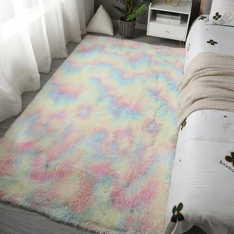 Pink Kids Bedroom Carpet - Soft Fluffy Rug for Girls Room Decor - ZOOMNSTORE