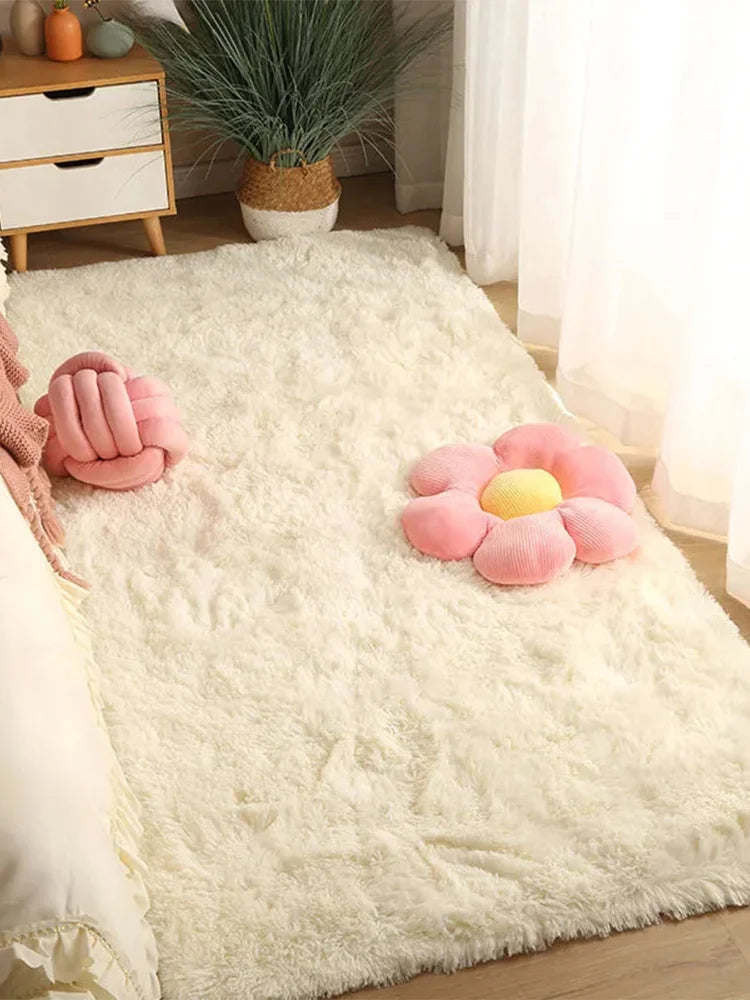 Pink Kids Bedroom Carpet - Soft Fluffy Rug for Girls Room Decor - ZOOMNSTORE