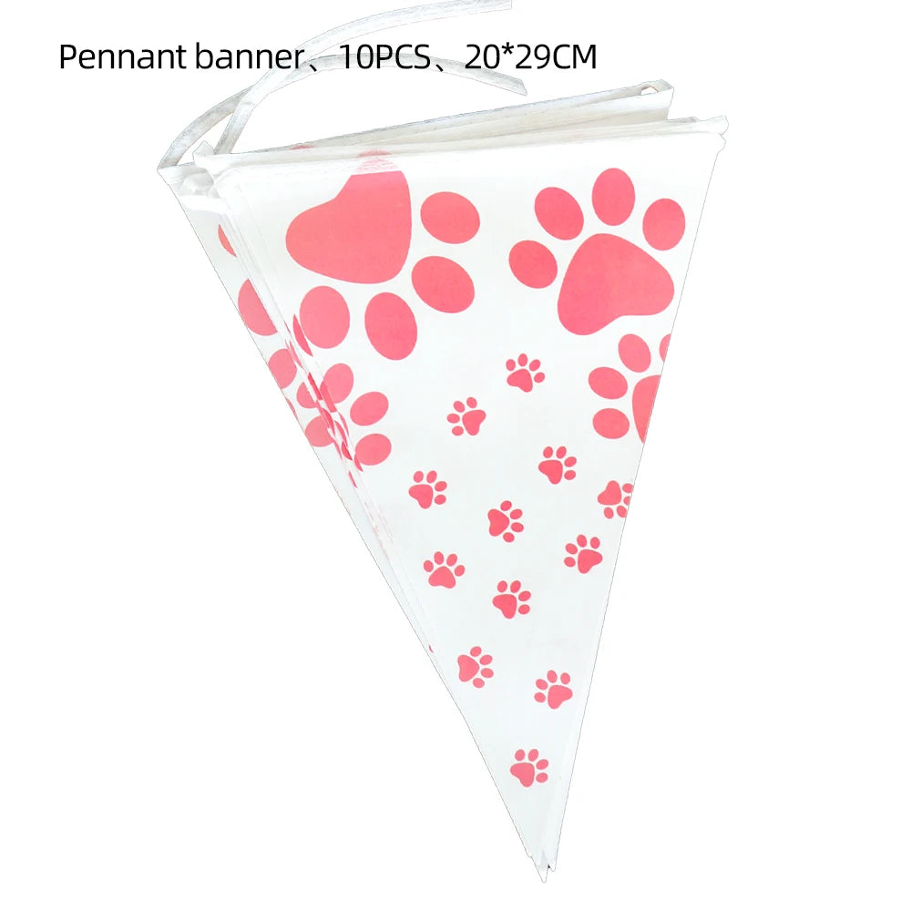 Pink Puppy Paw Birthday Party Supplies - Disposable Tableware Decorations - ZOOMNSTORE