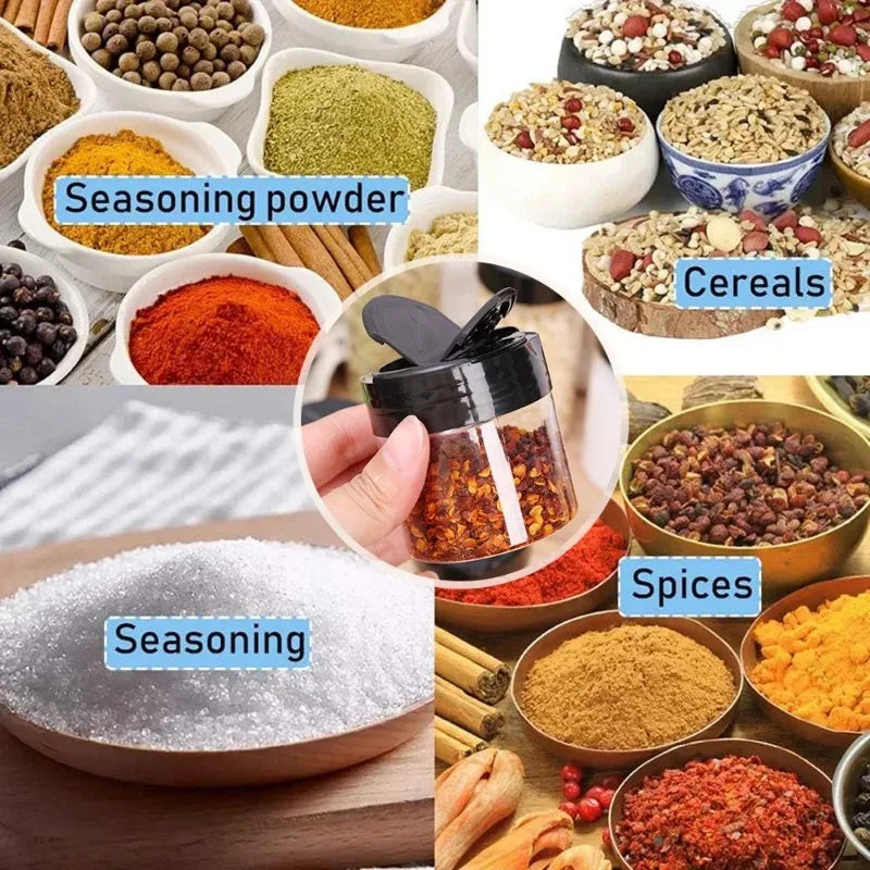1/12x Plastic Spice Jars with Shaker Lids Transparent Safety Plastic Bottles for Home Kitchen Storing Spices Seasoning Powders - ZOOMNSTORE