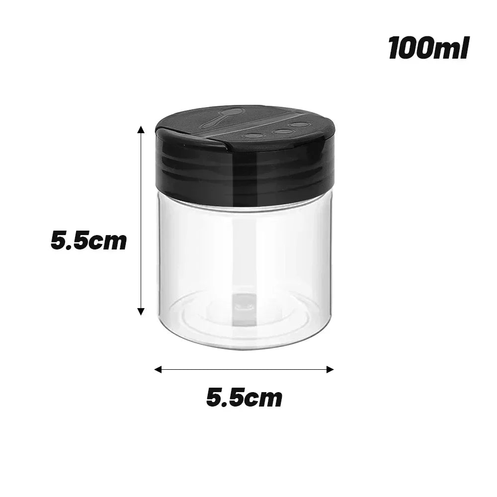 1/12x Plastic Spice Jars with Shaker Lids Transparent Safety Plastic Bottles for Home Kitchen Storing Spices Seasoning Powders - ZOOMNSTORE