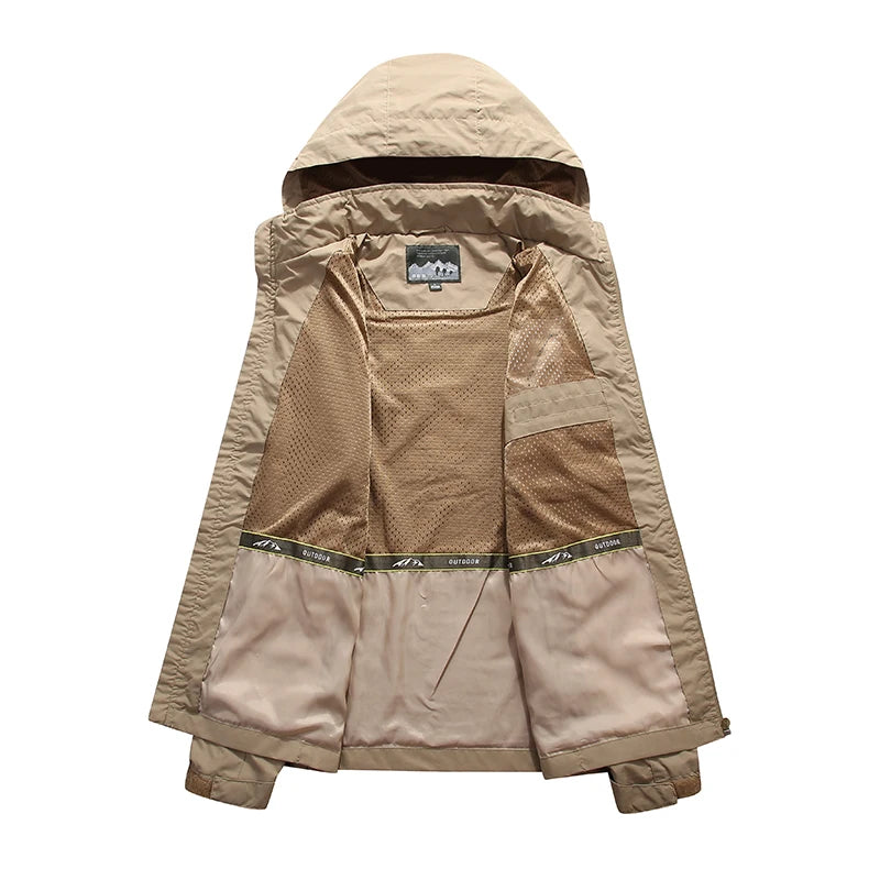 Plus Size Mens Waterproof Outdoor Jacket - Breathable Windbreaker Rain Coat for Fishing Camping - ZOOMNSTORE