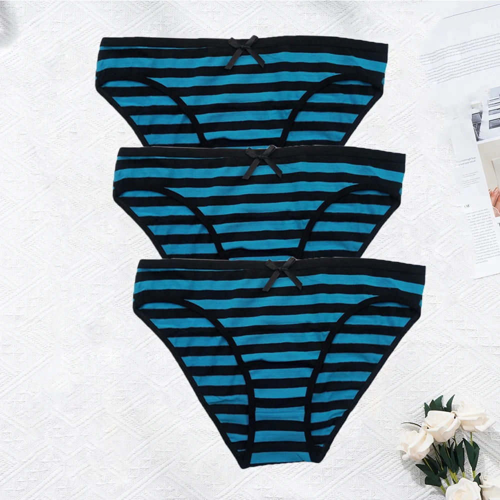 Plus Size Seamless Panties - Striped Cotton Briefs Women Low Rise Comfortable Underwear - ZOOMNSTORE