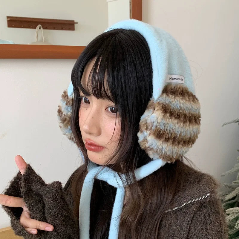 Plush Earmuffs Women – Hand-Knitted Pink Ear Warmers | Cozy Winter Accessories - ZOOMNSTORE