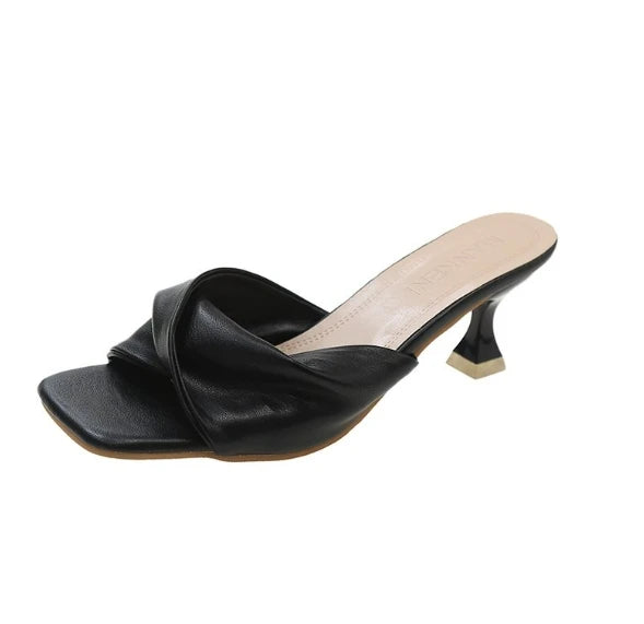 Pointed Toe Mule High Heels - Womens Fashion Slip-On Slides Mixed Color Summer Party Sandals - ZOOMNSTORE