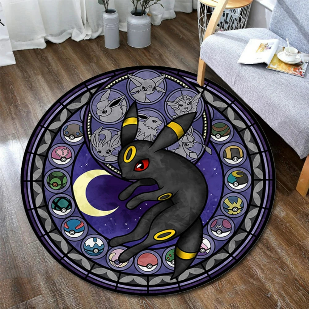 Pokemon Sylveon Round Rug - Elegant Floor Mat for Living Room and Gaming Chair Decor - ZOOMNSTORE