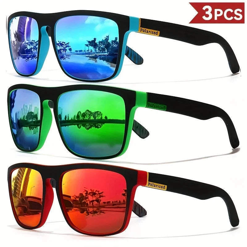 Polarized Square Sunglasses - 3PCS Fashion Glasses for Men Women Outdoor Sports Travel - ZOOMNSTORE