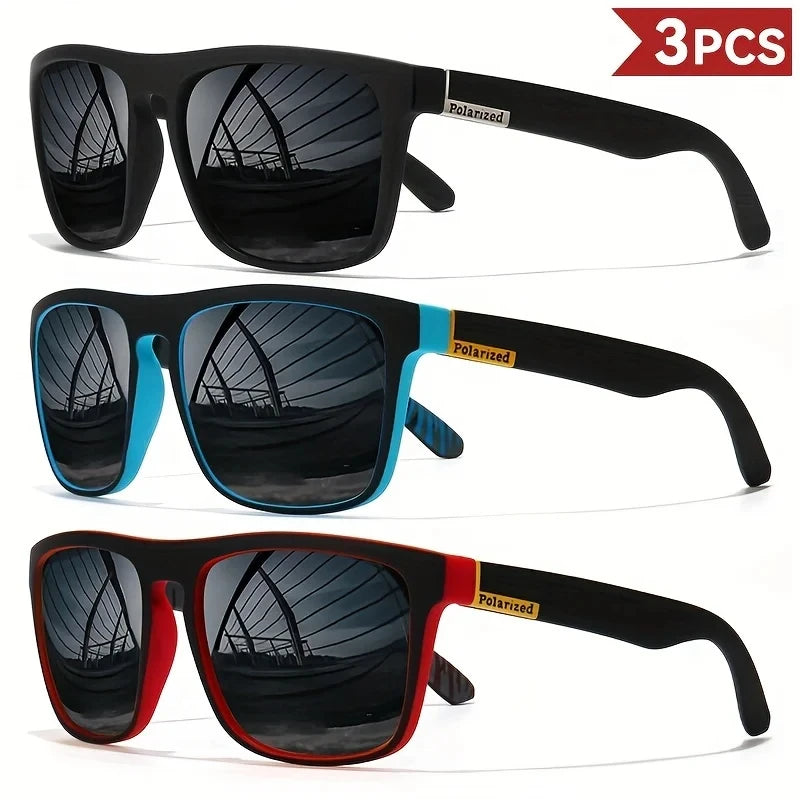 Polarized Square Sunglasses - 3PCS Fashion Glasses for Men Women Outdoor Sports Travel - ZOOMNSTORE