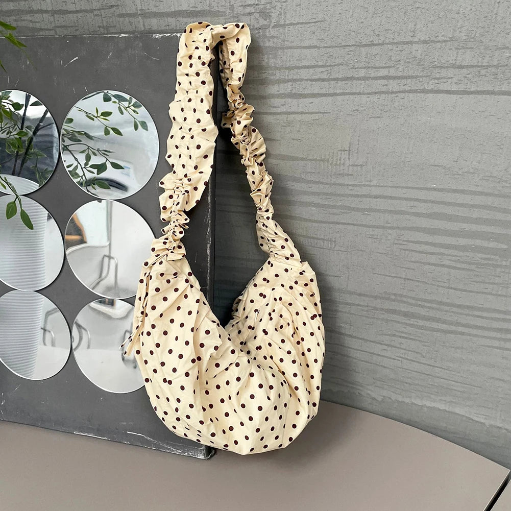 Polka Dot Hobo Bag - Large Capacity Fashion Shoulder Vintage Tote for Travel - ZOOMNSTORE
