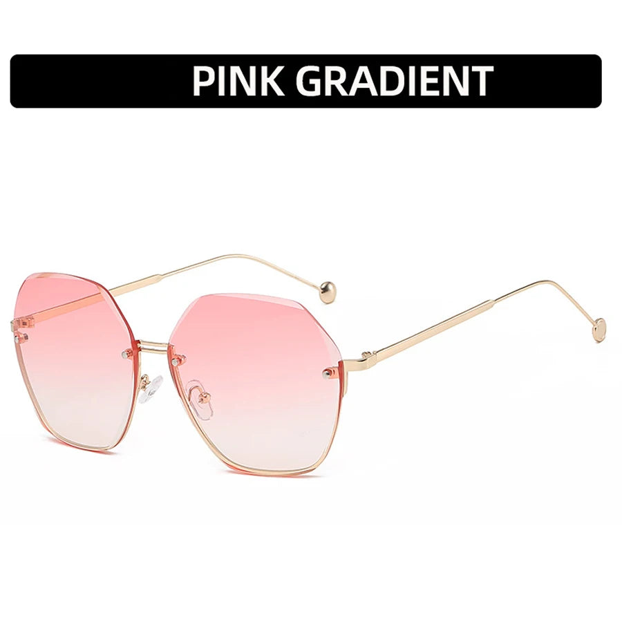 Polygonal Metal Sunglasses - Retro Luxury Ladies Eyewear for Driving Travel - ZOOMNSTORE