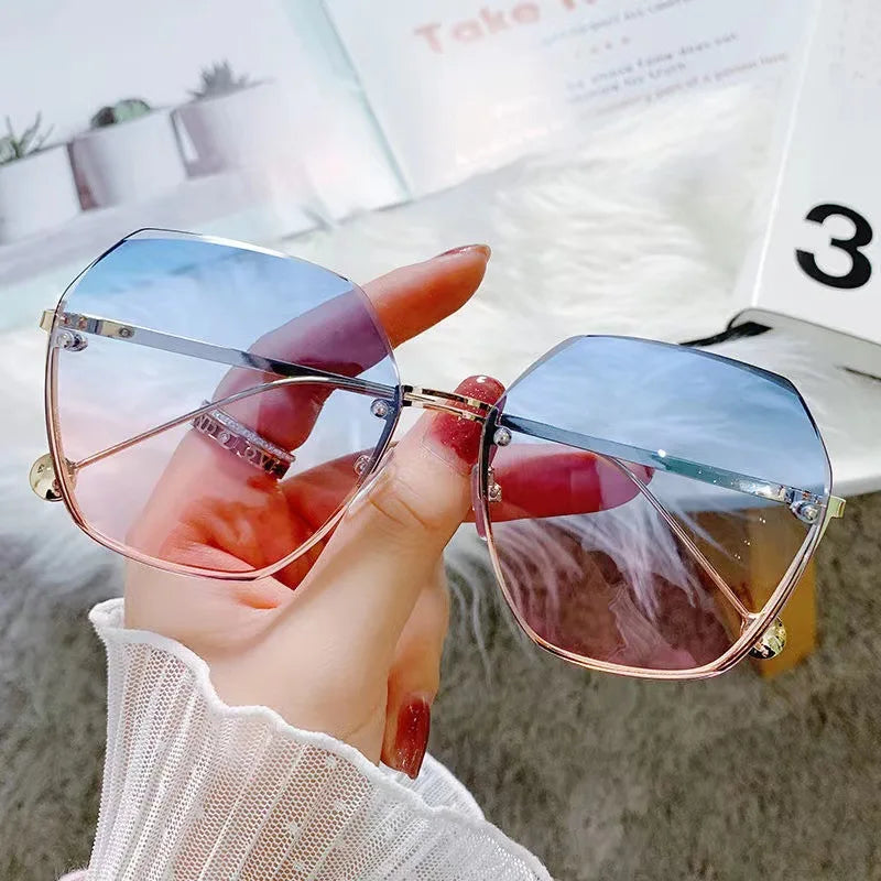 Polygonal Metal Sunglasses - Retro Luxury Ladies Eyewear for Driving Travel - ZOOMNSTORE