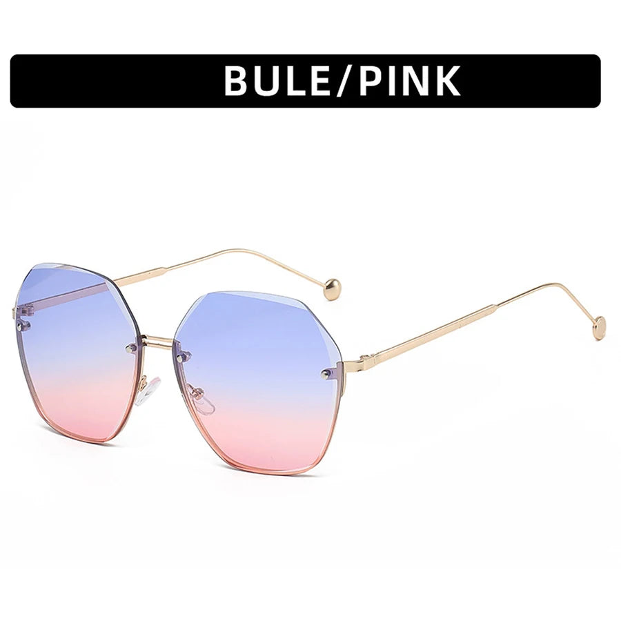 Polygonal Metal Sunglasses - Retro Luxury Ladies Eyewear for Driving Travel - ZOOMNSTORE