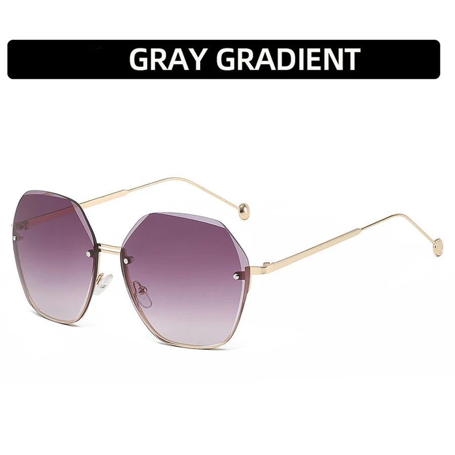 Polygonal Metal Sunglasses - Retro Luxury Ladies Eyewear for Driving Travel - ZOOMNSTORE