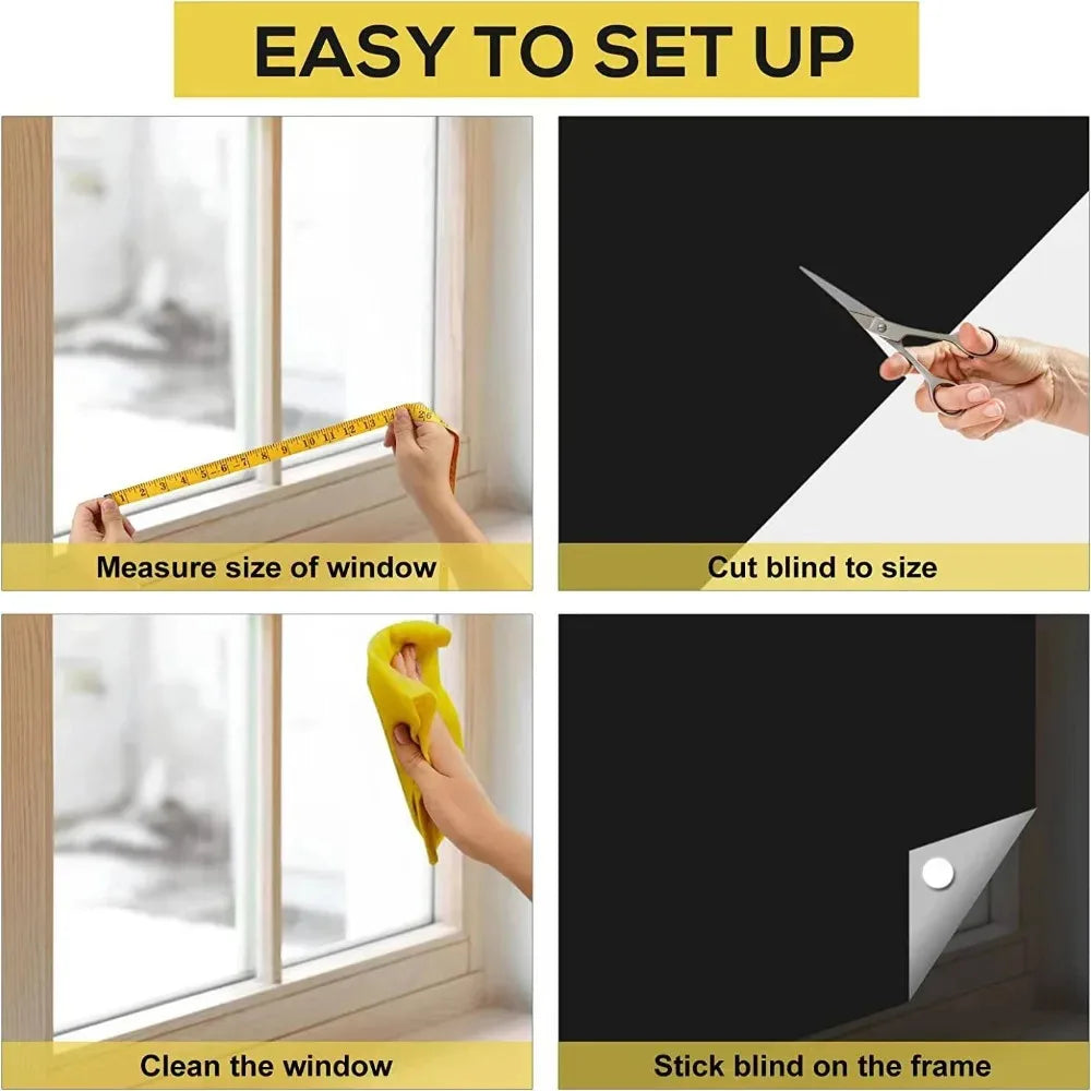 DIY Portable Travel Blackout Curtain Blind Window Thermal Insulated Kitchen Curtains Stick On Non-perforated Black Cloth - ZOOMNSTORE