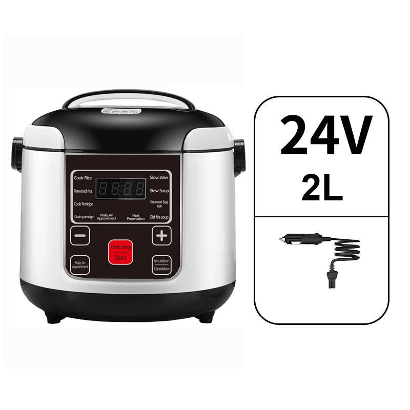 Portable Car Rice Cooker - 2L Electric Multi-Cooker Food Steamer for 12V24V Vehicles - ZOOMNSTORE