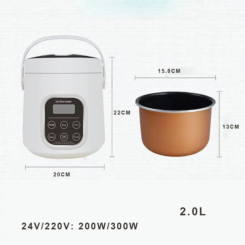 Portable Car Rice Cooker - 2L Electric Multi-Cooker Food Steamer for 12V24V Vehicles - ZOOMNSTORE