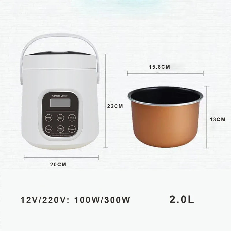 Portable Car Rice Cooker - 2L Electric Multi-Cooker Food Steamer for 12V24V Vehicles - ZOOMNSTORE